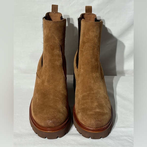 Sofft Jordie Chelsea Ankle Boots Camel Suede Waterproof Lug Sole - Picture 2 of 13